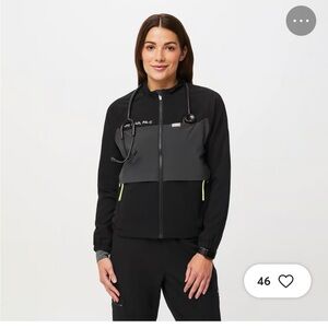 Figs Black and Gray Jacket with Yellow Accents